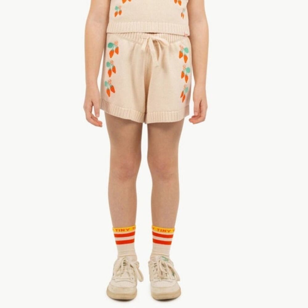 TINYCOTTONS Knit Embroidered Strawberries Shorts Sz 8Y